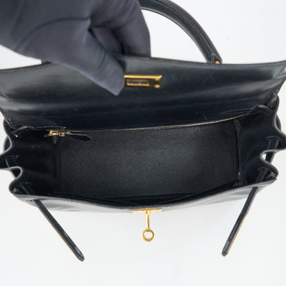Hermes｜ Kelly28 Handbag Box calf Black 1998