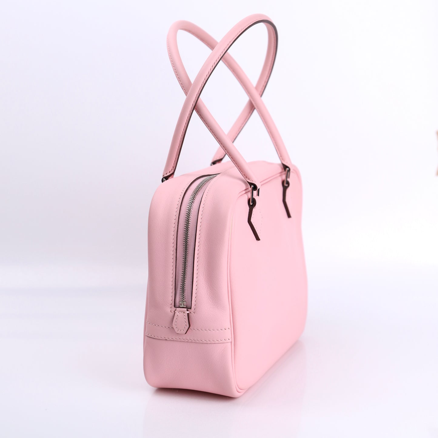 Hermes Plume Mini Handbag Plume in Rose Sakura Swift 2015, left side
