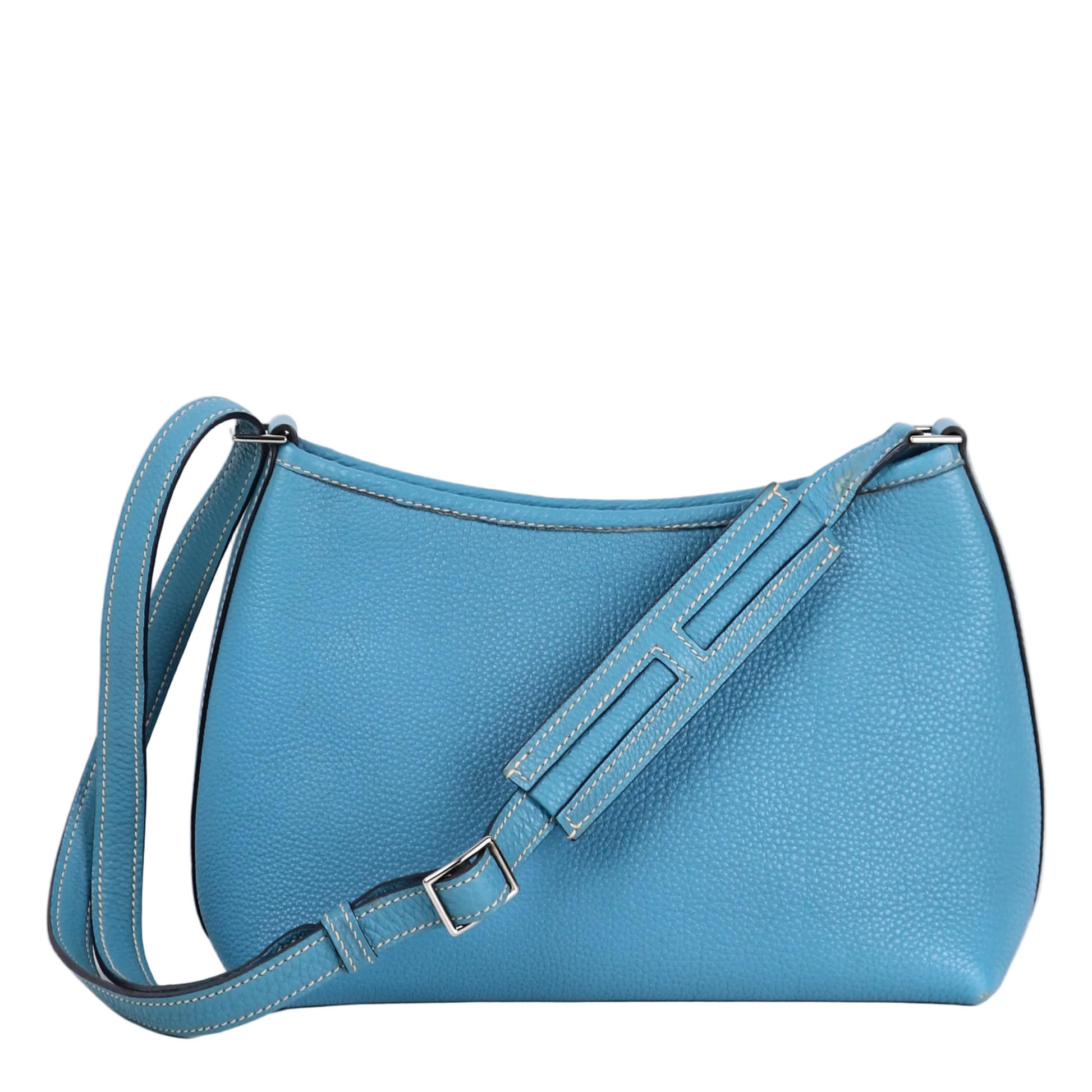 Hermes Berlingot Shoulder Bag in Togo Blue Jean 2003，front view