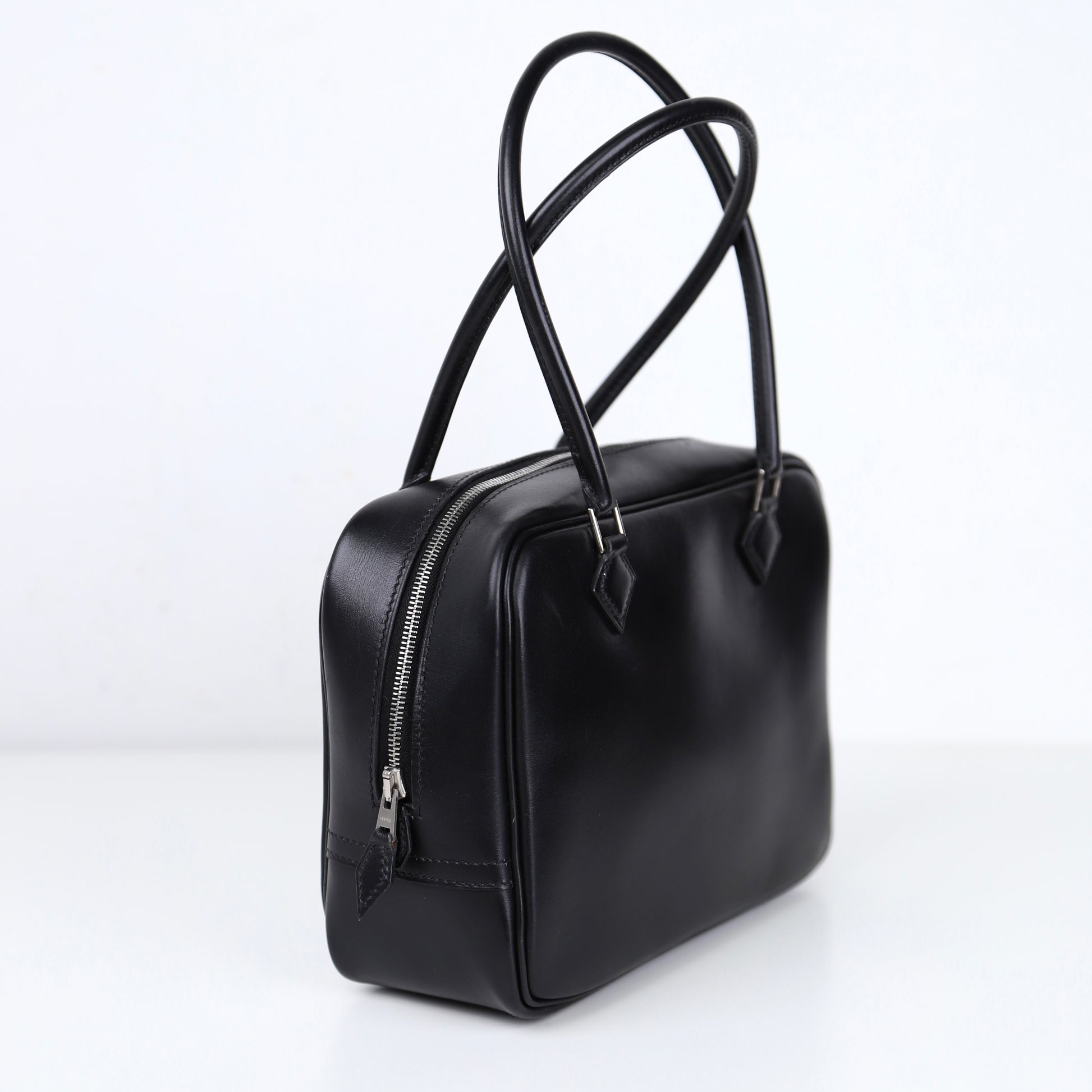 Hermes Plume Mini  Handbag in Box Calf Black 2002 ,left side