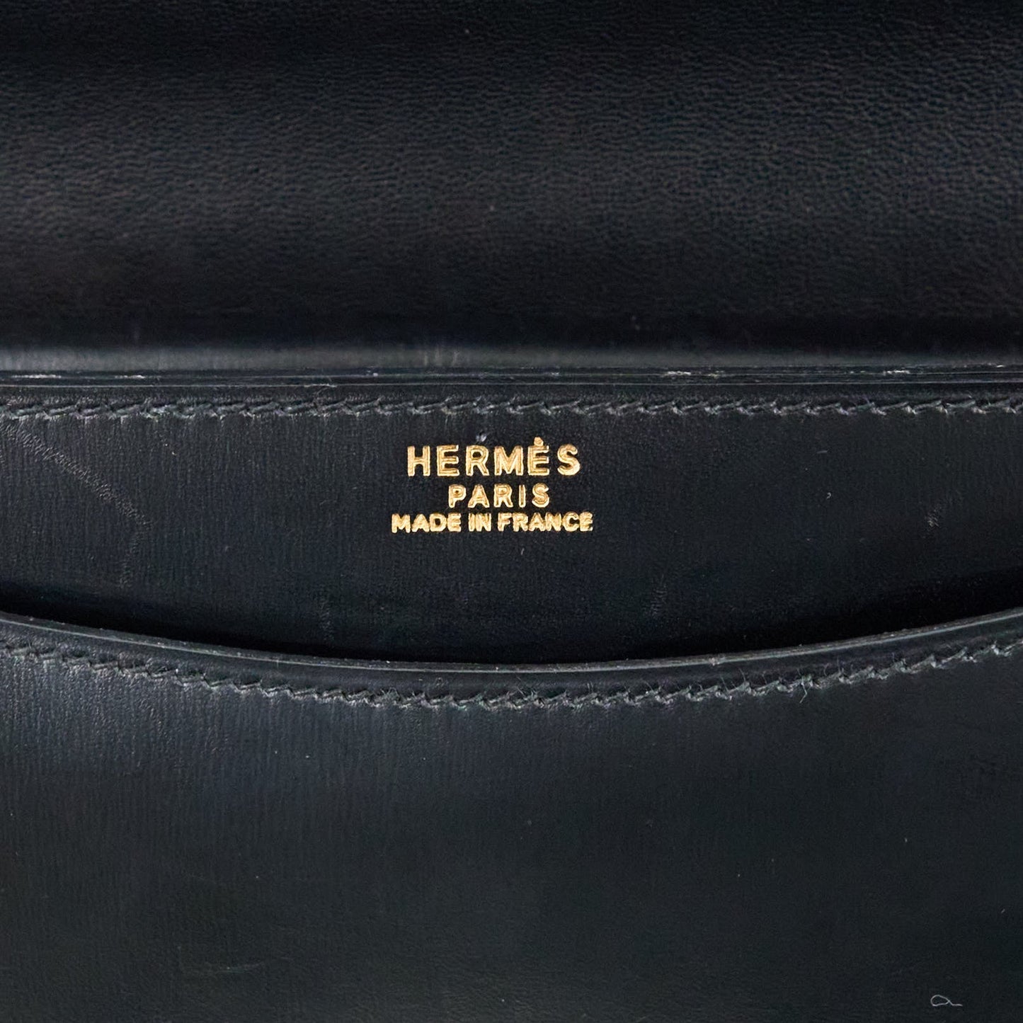 Hermes |Vintage  Ring Shoulder Bag box calf  Black 1991