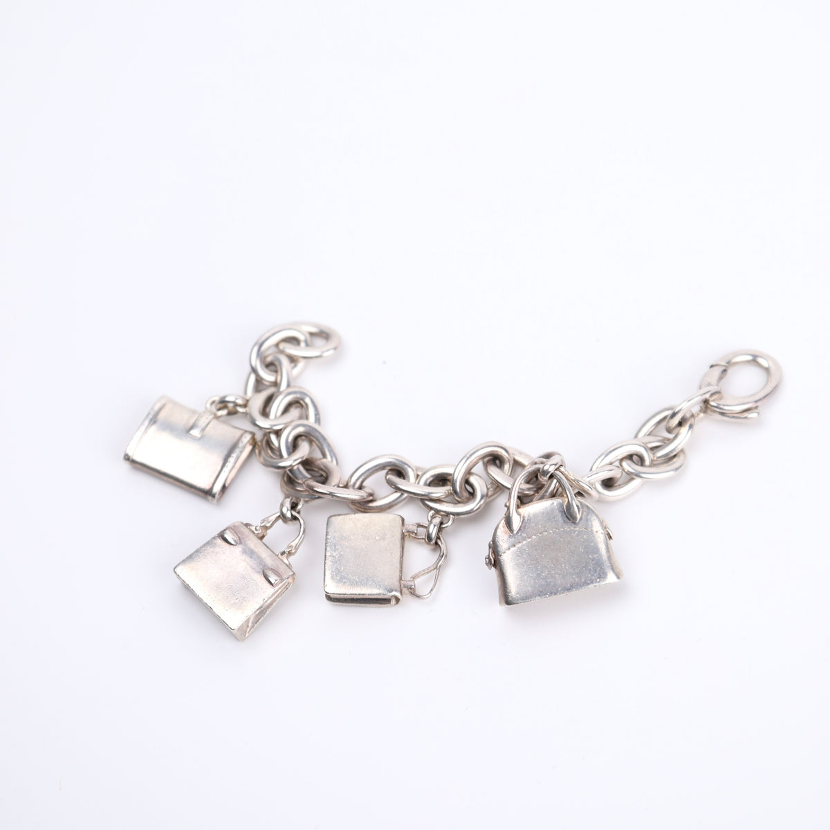 Hermes Sterling Silver S925 Bag Charm Bracelet, back view