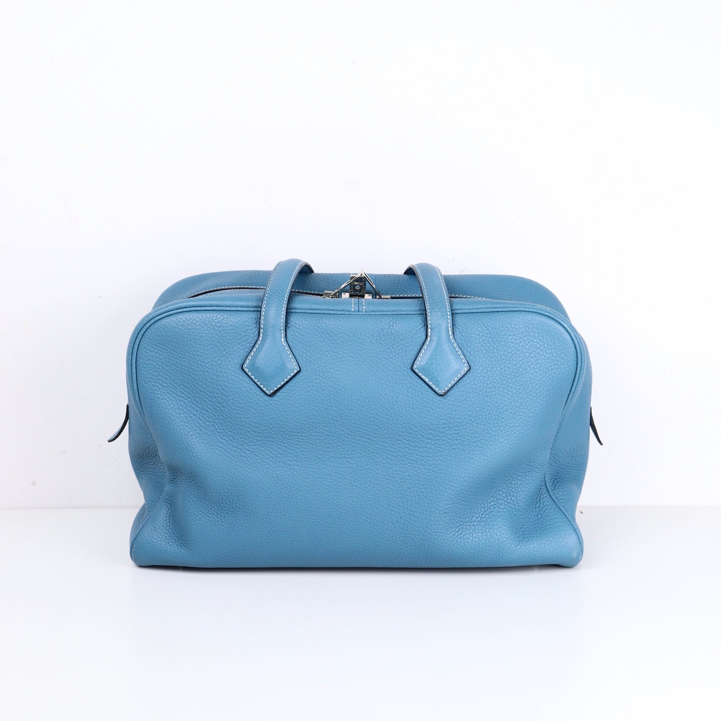 Hermes｜ Victoria 35 Handbag Taurillon Clemence Blue Jean 2007