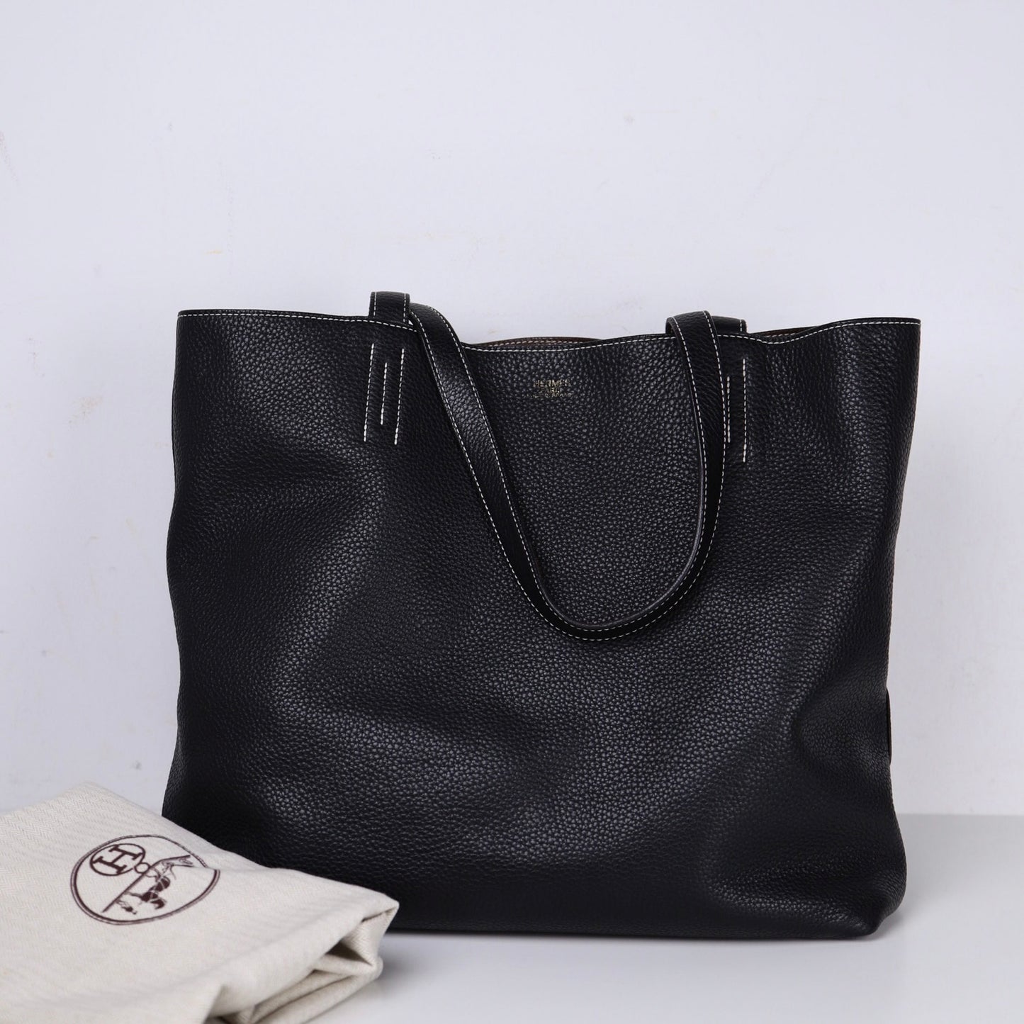 Hermes｜ Double Sens shoulder bag reversible Tote bag Black/Chocolate Togo 2013
