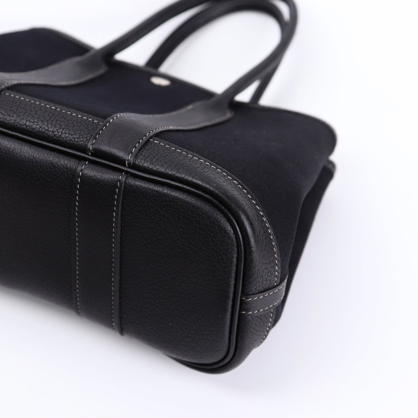 Hermes Garden Party TTPM Handbag in Black Buffalo/Canvas 2004, corner4