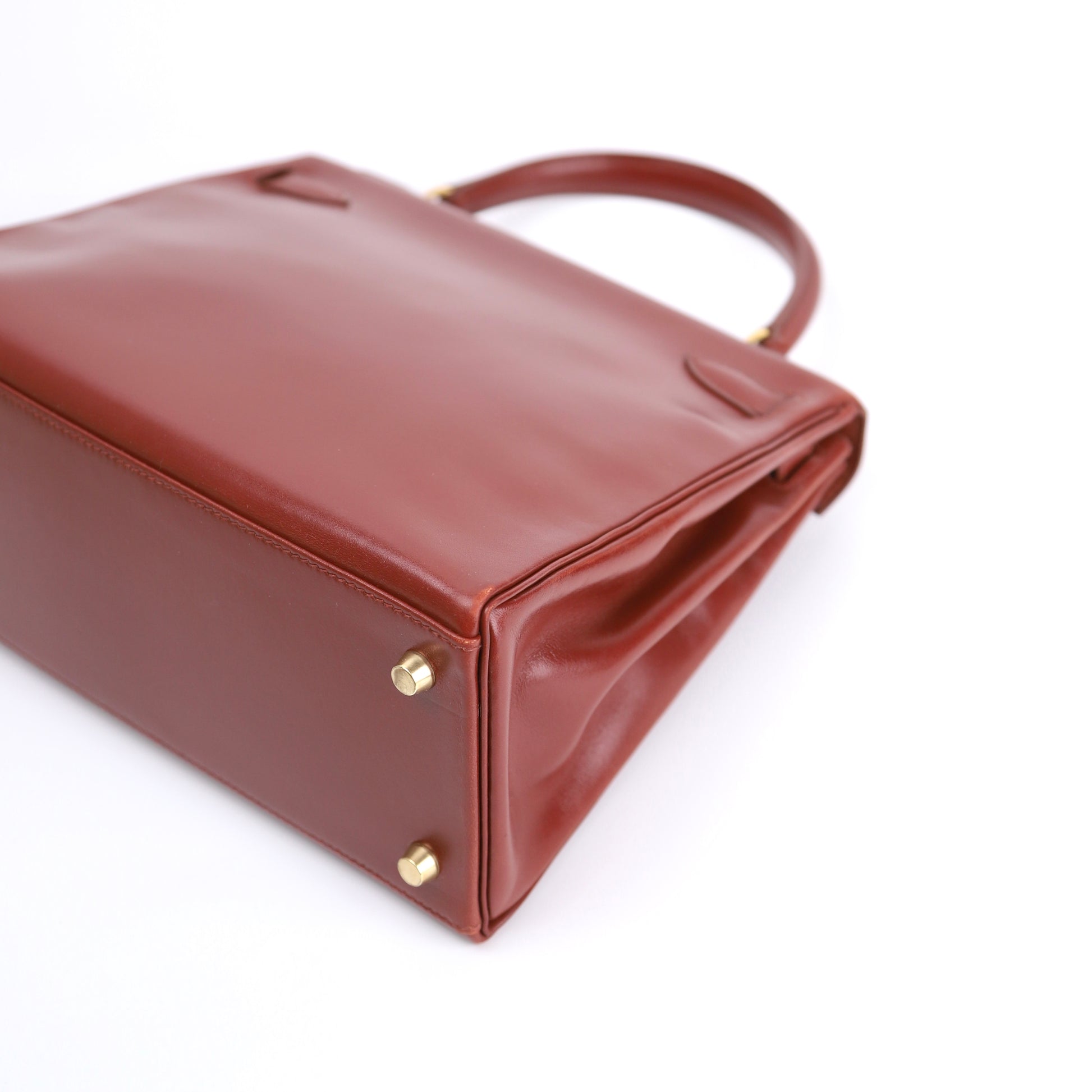 Hermes Kelly 28 Handbag in Box Calf Rouge H 1996,corner4