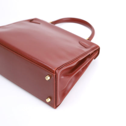 Hermes Kelly 28 Handbag in Box Calf Rouge H 1996,corner4
