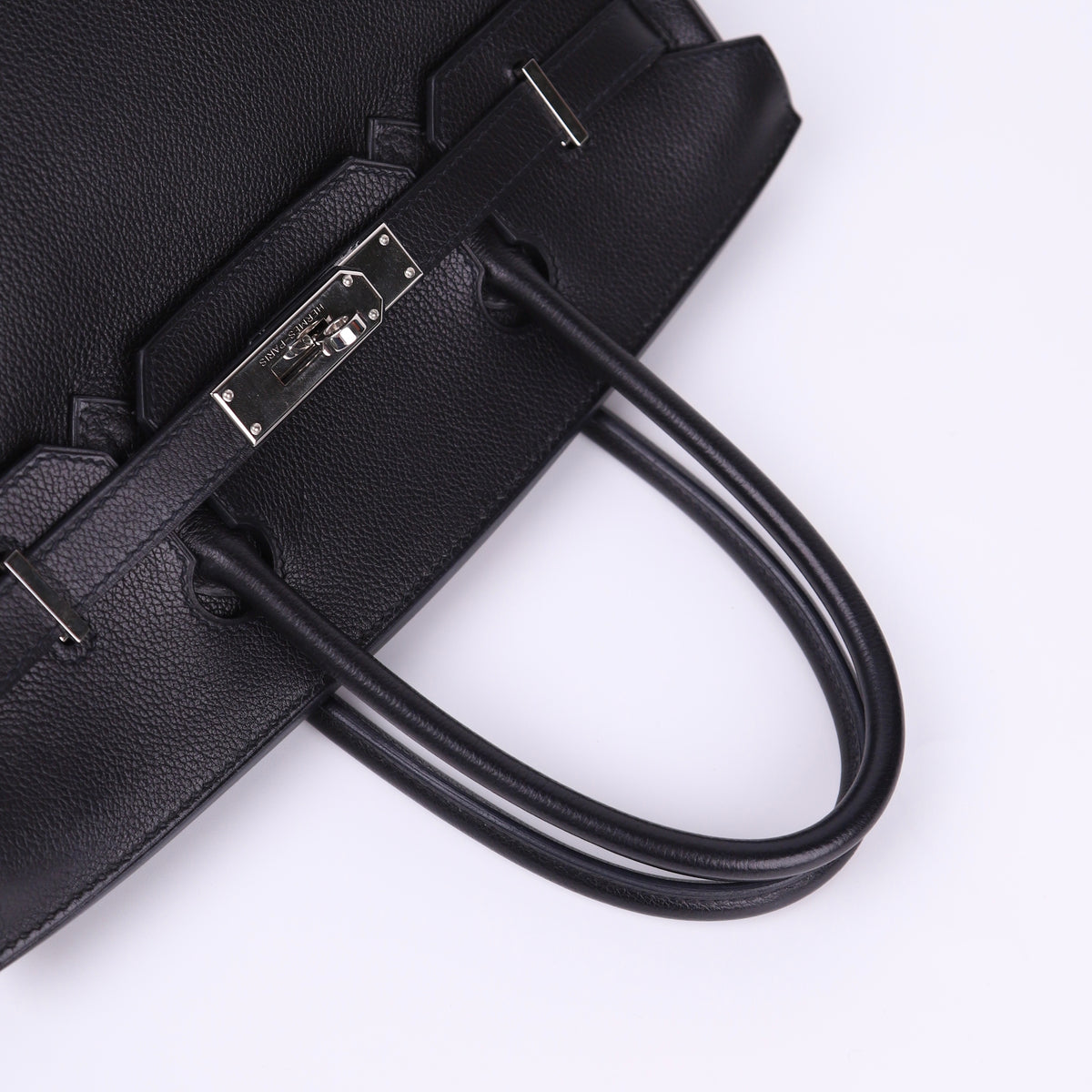 Hermes Birkin 30 in Evercolor Black 2008 PHW, handle