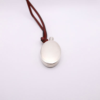 Hermes Silver Perfume Bottle Pendant Necklace，front view