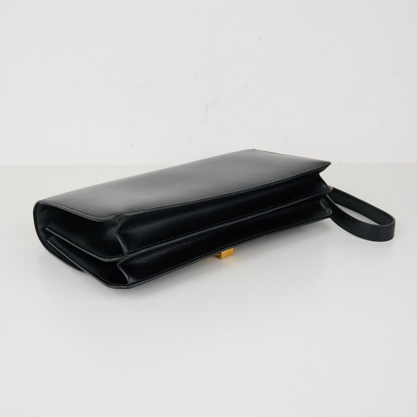 Hermes |Vintage  Ring Shoulder Bag box calf  Black 1991
