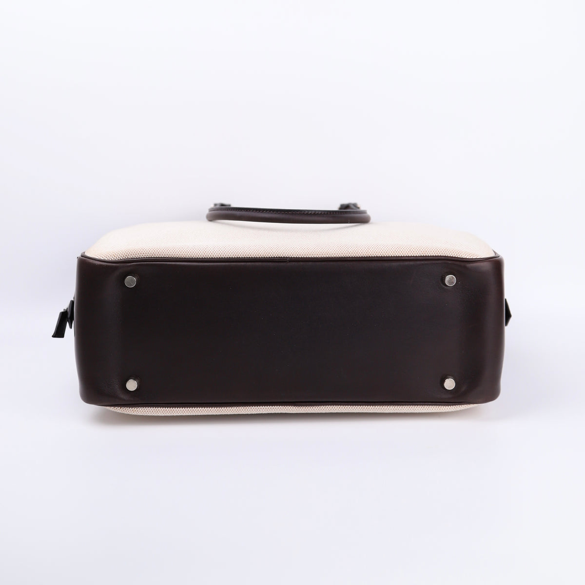 Hermes Plume 32 Handbag in Box Calf/Canvas Ebene 2002,bottom