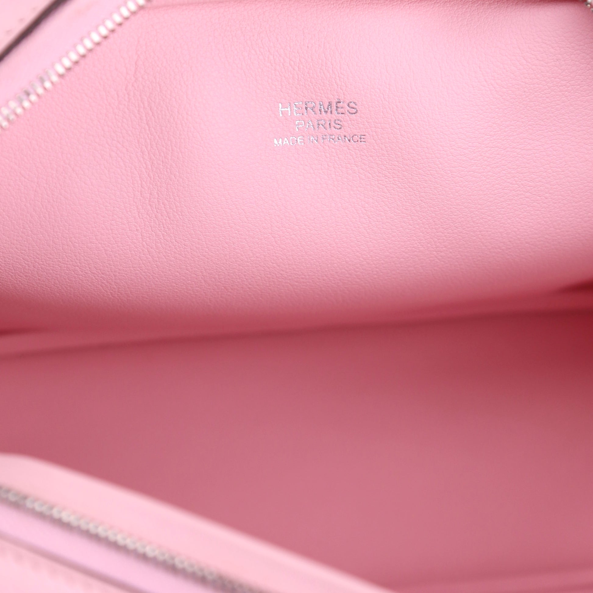 Hermes Plume Mini Handbag Plume in Rose Sakura Swift 2015, logo