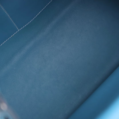 Hermes Kelly Flat 35 in Swift Blue Jean 2007 PHW ,inside