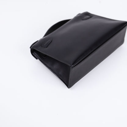 Hermes｜Kelly Pochette Black Handbag Evergrain 2008