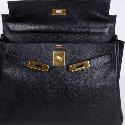 Hermes Kelly 32 Handbag in Vachette Ardennes  Black 1991，hardware，logo