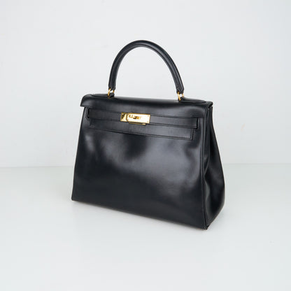Hermes｜ Kelly28 Handbag Box calf Black 1998