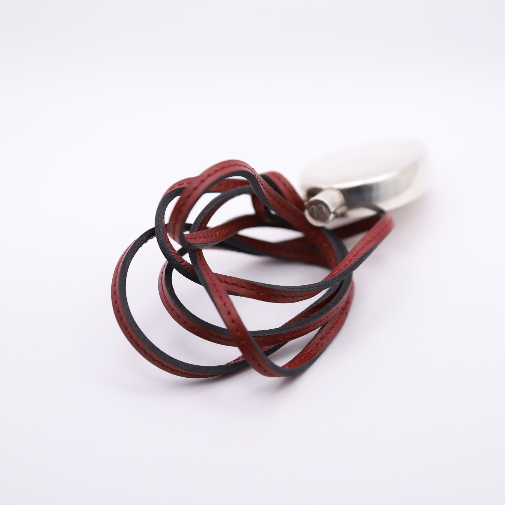 Hermes Silver Perfume Bottle Pendant Necklace，leather 