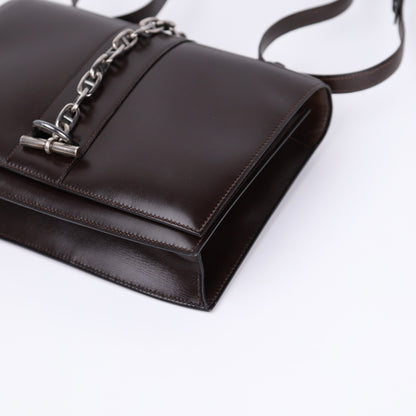 Hermes Sterling Silver Chaine d'Ancre Bag in Box Calf Ebene 1972, corner2
