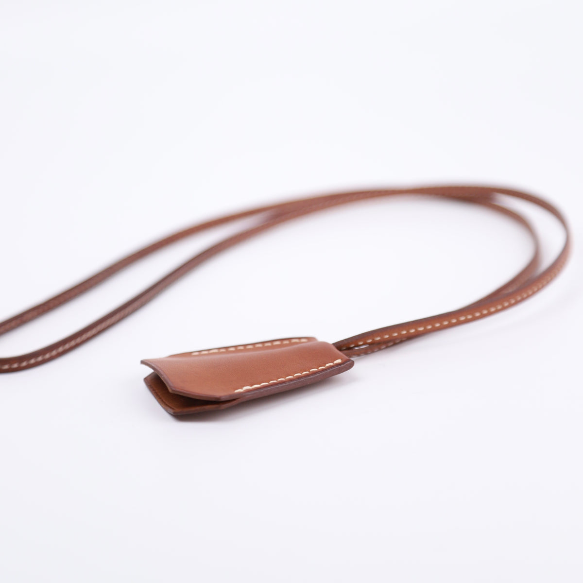 Hermes Barenia Clochette Keyholder Necklace Fauve, right side