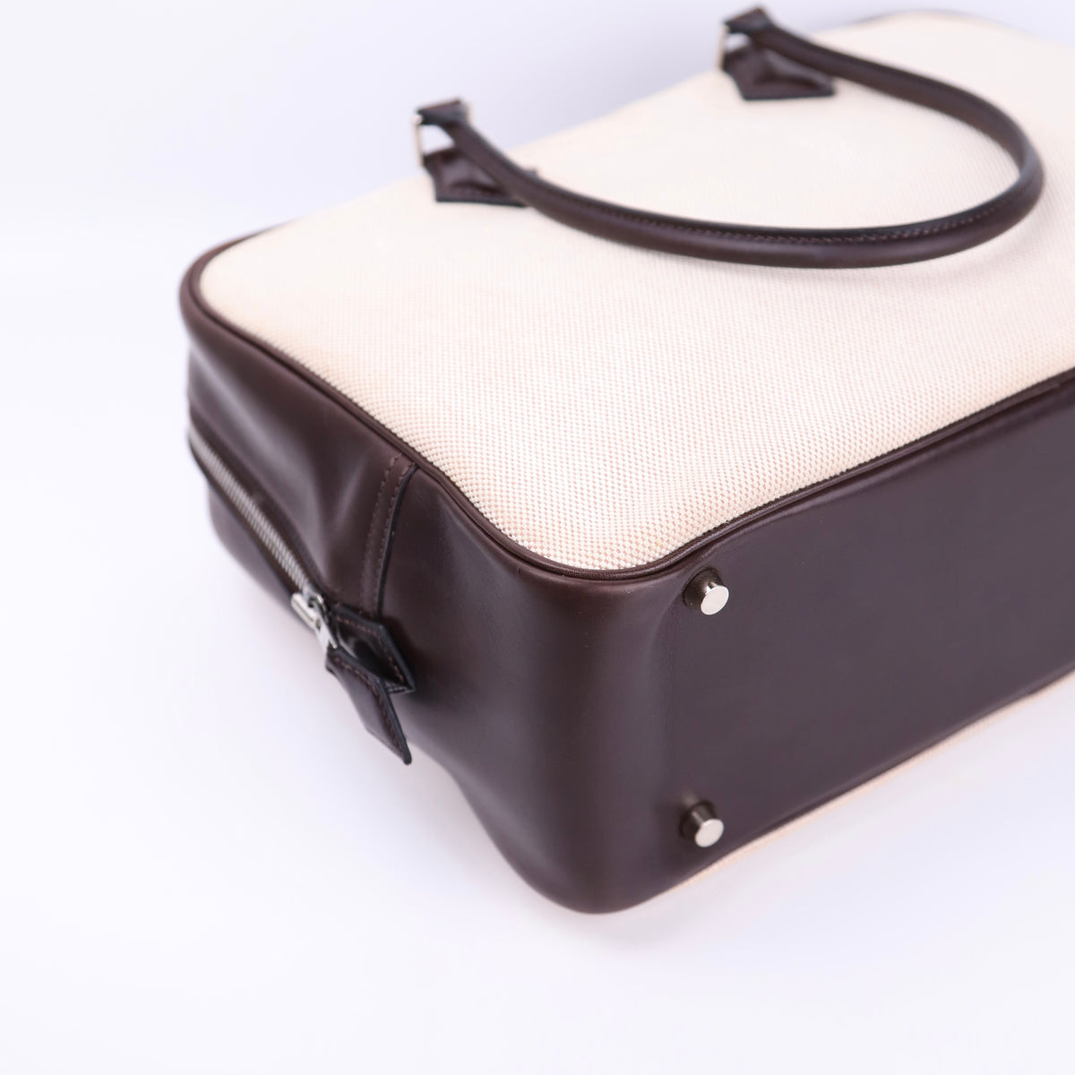 Hermes Plume 32 Handbag in Box Calf/Canvas Ebene 2002,corner3