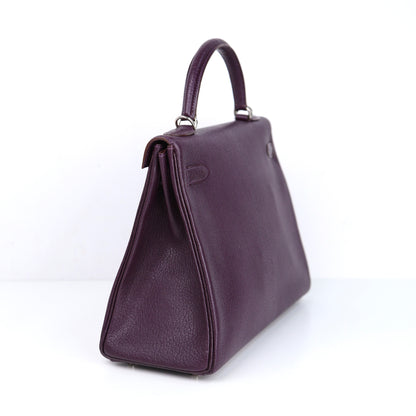 Hermes Kelly 32 Handbag  in Cassis Chevre/Coromandel 2002, right side