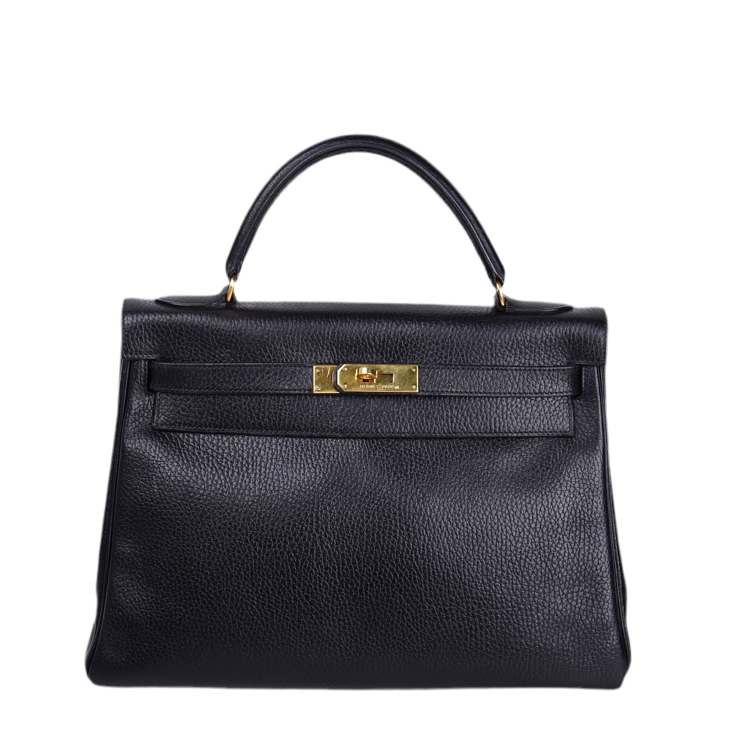 Hermes Kelly 32 Handbag in Vachette Ardennes  Black 1991，front view