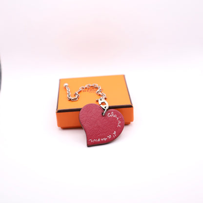 Hermes |Valentine Limited  S925 Heart Motif  Bag Charm Cherve