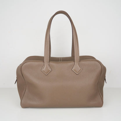 Hermes| Victoria 35 shoulder bag  Etoupe Taurillon Clemence 2016