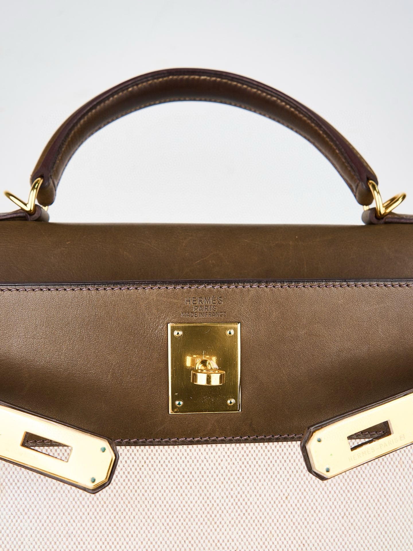 Hermes｜Kelly 32 Handbag Olive green Barenia Canvas 2002