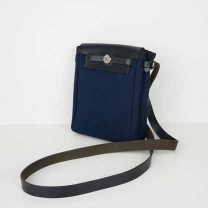 Hermes｜  Mini  Herbag Shoulder Bag Navy Black 2004