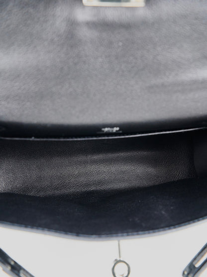 Hermes｜Kelly Pochette Black Handbag Evergrain 2006