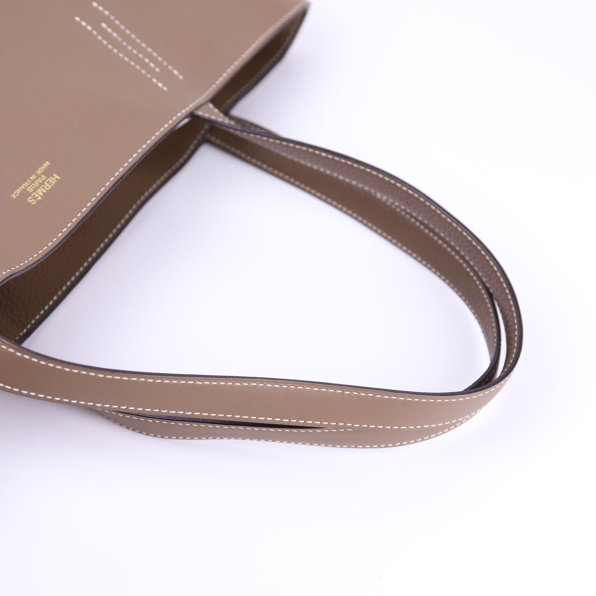 Hermes Double Sens 36 Tote Handbag in Etoupe Taurillon Clemence/Swift 2014, handle(inside)