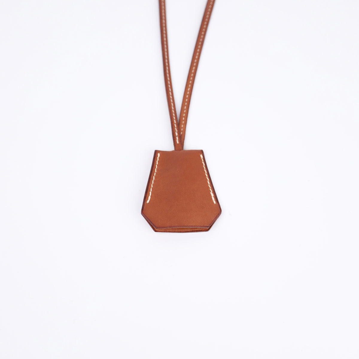Hermes Barenia Clochette Keyholder Necklace Fauve, front view