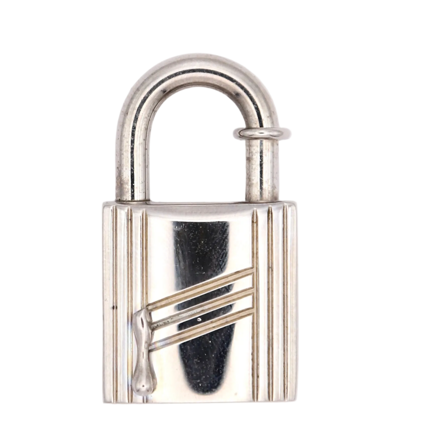 Hermes 1998 Limited Cadena Annee Aebre  Padlock Palladium Plated,front view