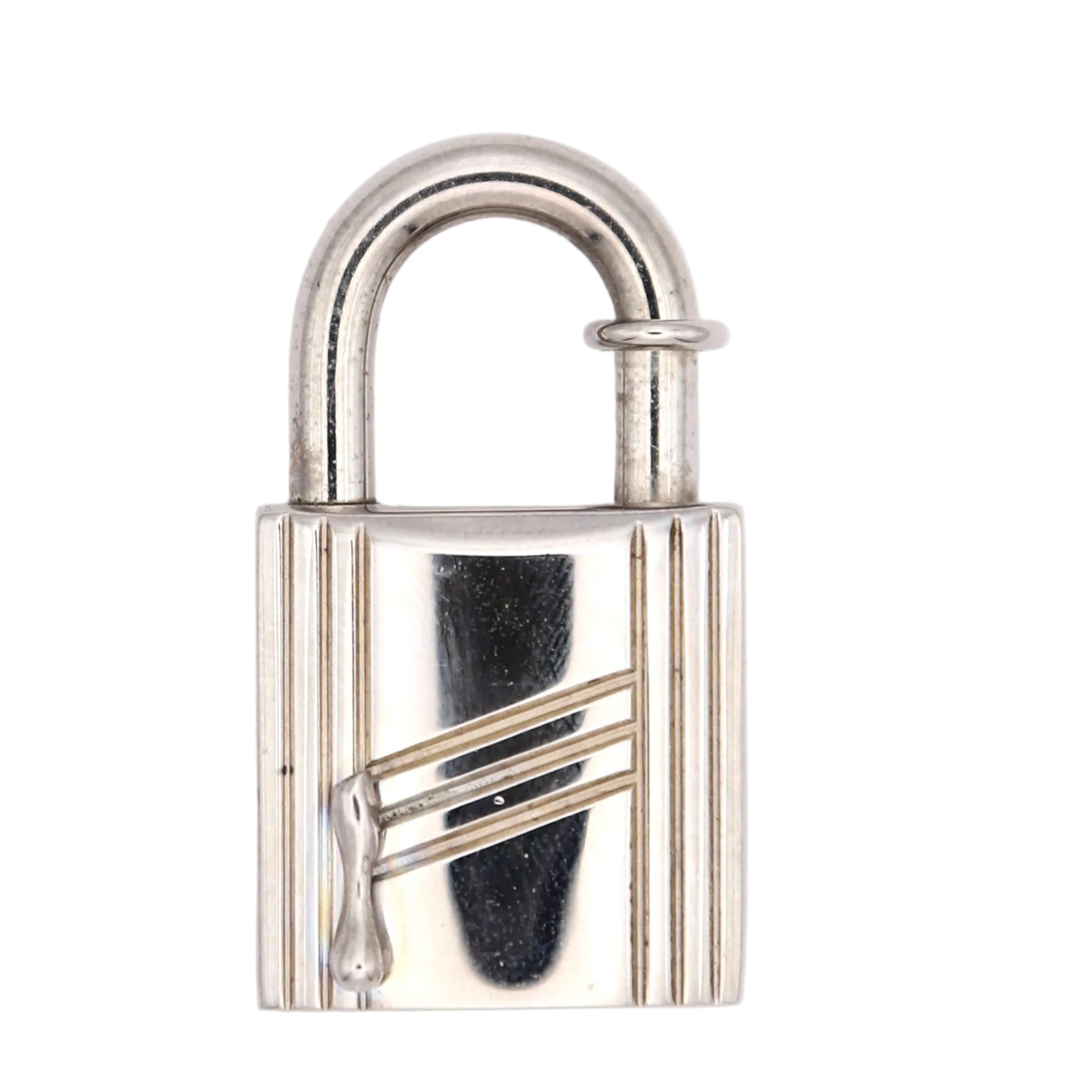 Hermes 1998 Limited Cadena Annee Aebre  Padlock Palladium Plated,front view