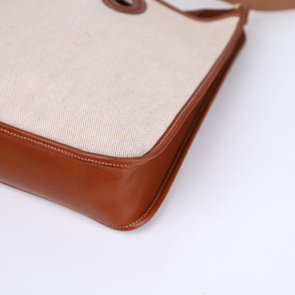 Hermès Vespa Shoulder Bag in Barenia/Toile Fauve 1996,corner view 3