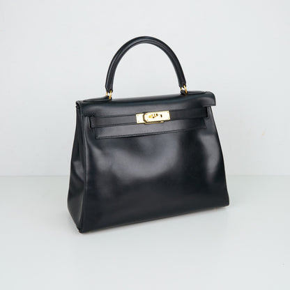Hermes｜ Kelly28 Handbag Box calf Black 1998