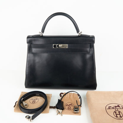 Hermes｜ Kelly32 Handbag  Box Calf  Black 2001