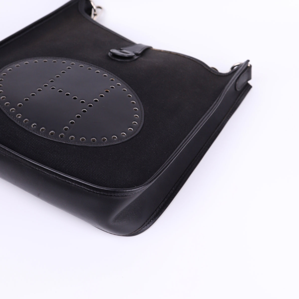 Hermes Evelyne PM in Black Box Calf Toile  2004 PHW