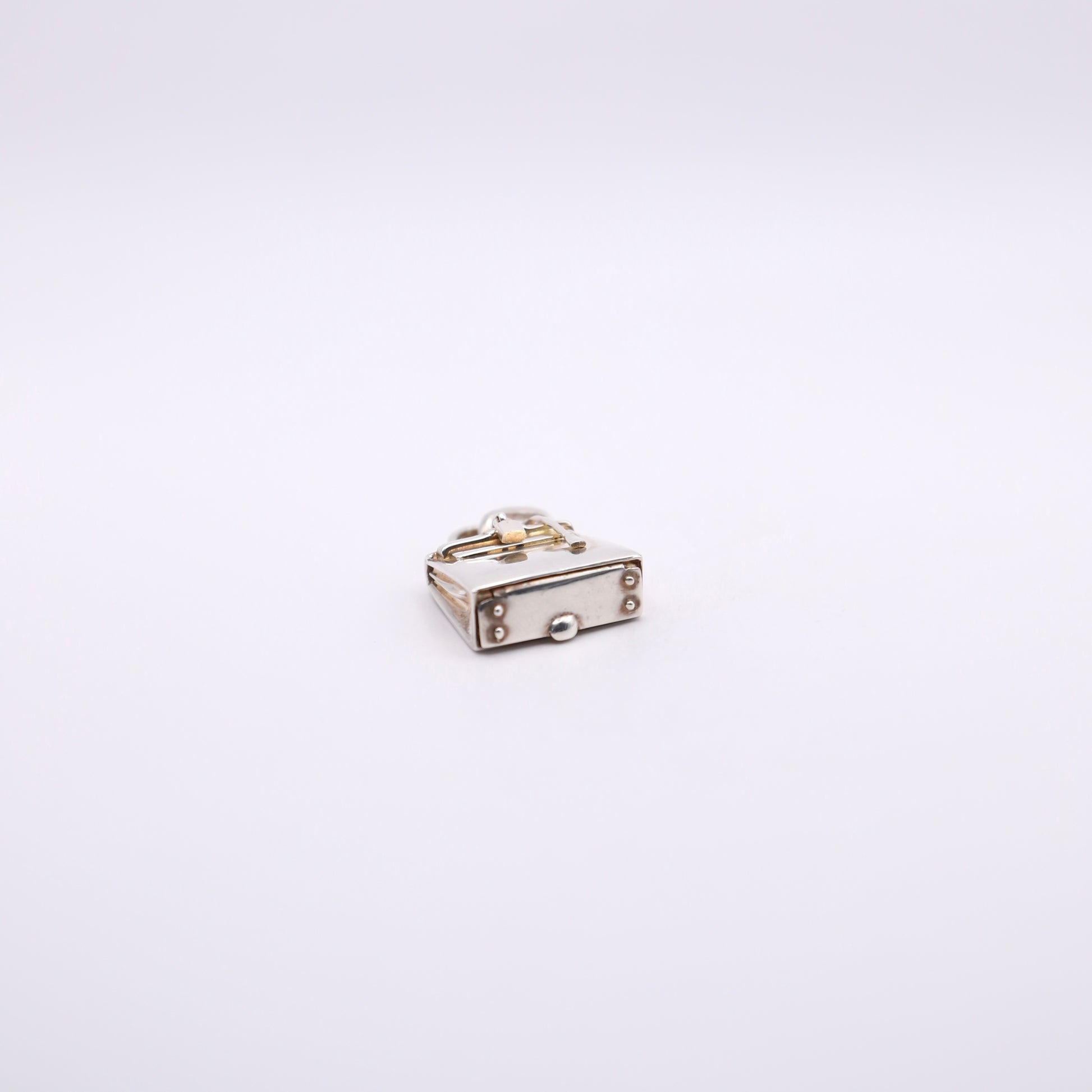 Hermes S925 Silver Kelly Bag Motif Pendant Top， bottom