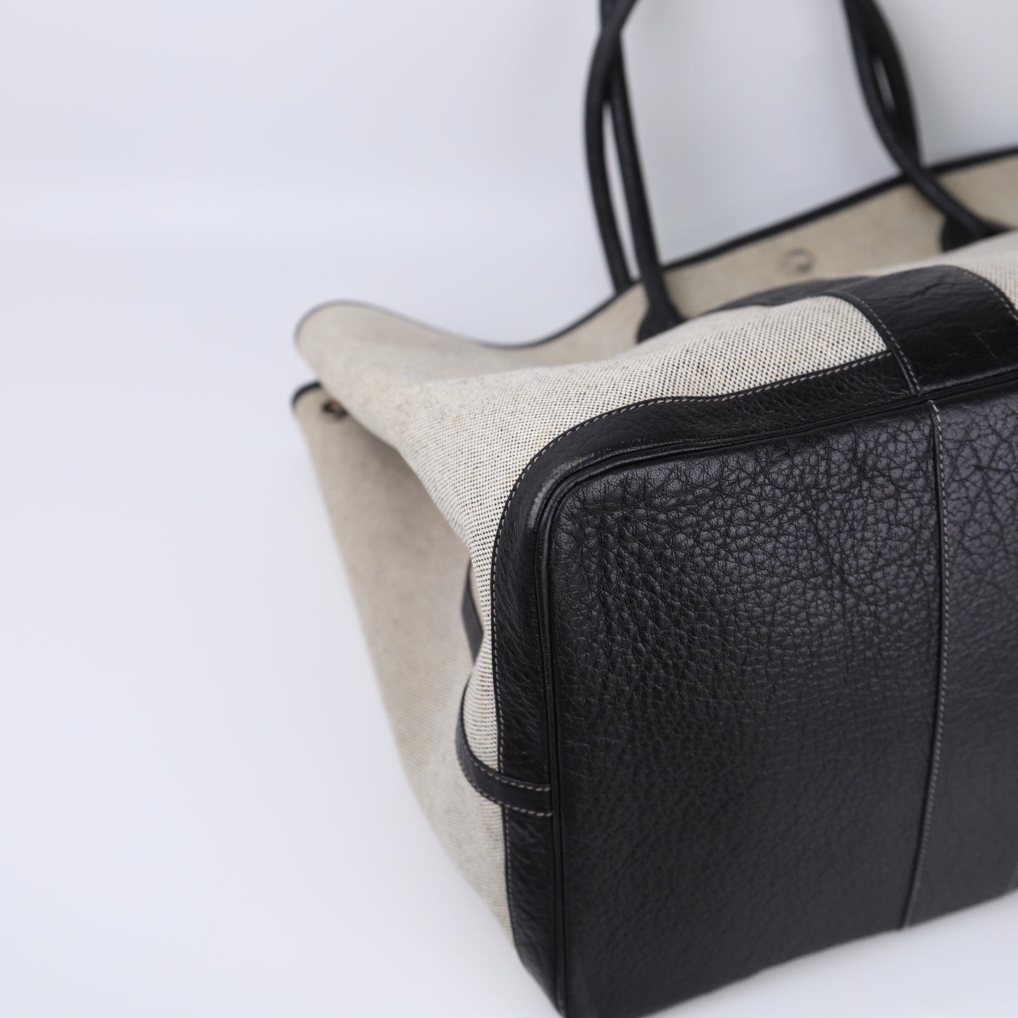 Hermes Garden Party GM Handbag in Buffalo Toile Noir / Naturel 2002, corner3