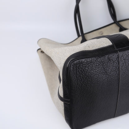 Hermes Garden Party GM Handbag in Buffalo Toile Noir / Naturel 2002, corner3