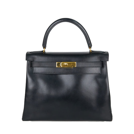 Hermes｜ Kelly28 Handbag Box calf Black 1998