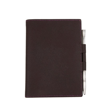 Hemres| Journal Case Passport Cover  Epsom Chocolat Cyclamen 2006