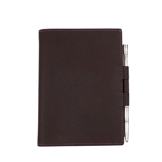 Hemres| Journal Case Passport Cover  Epsom Chocolat Cyclamen 2006