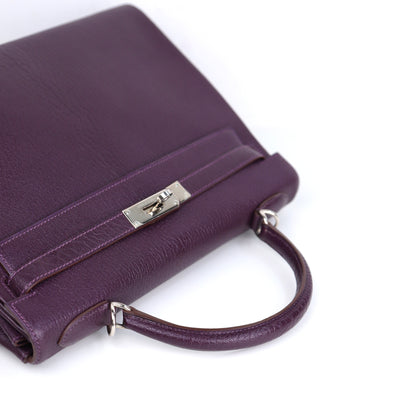 Hermes Kelly 32 Handbag  in Cassis Chevre/Coromandel 2002,handle