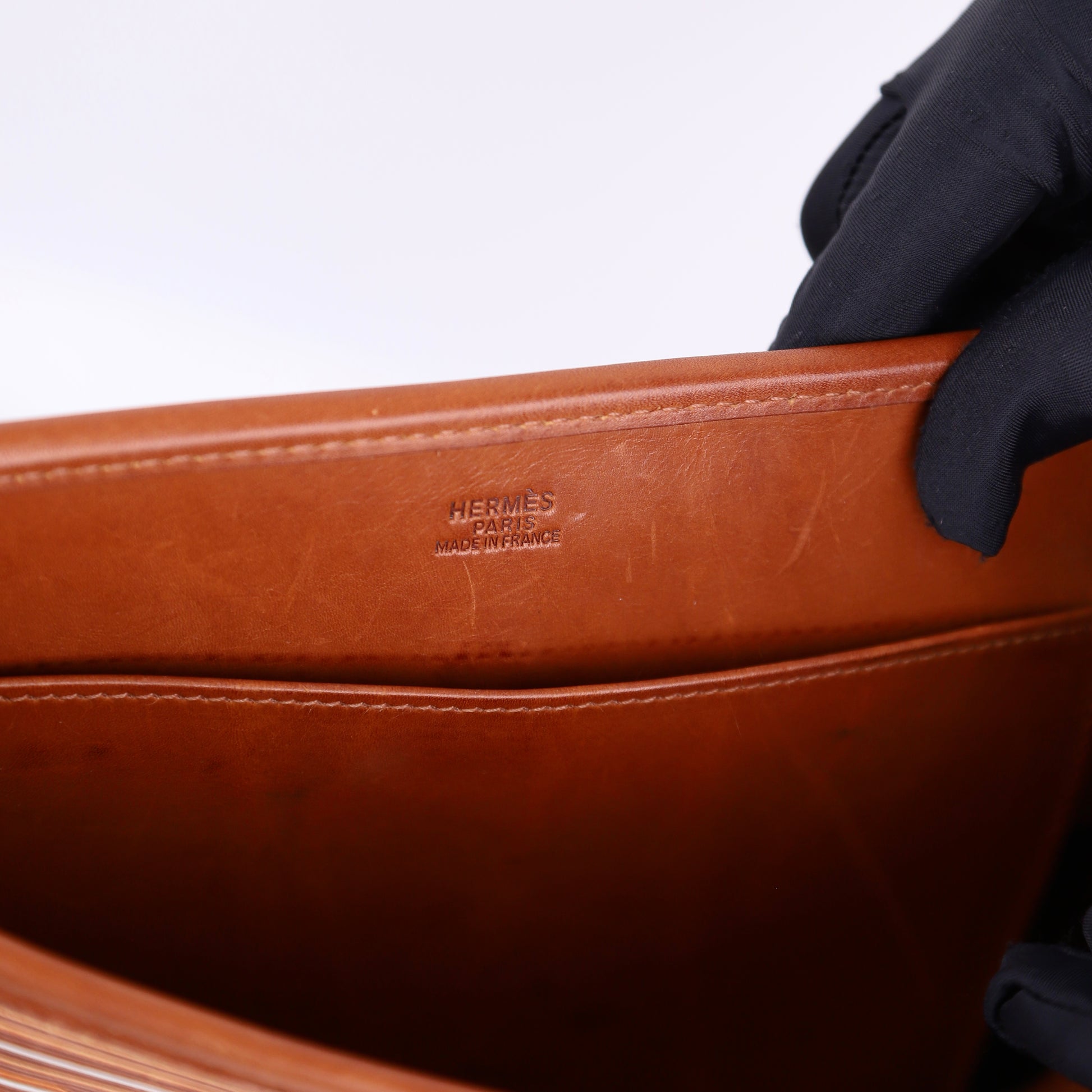 Hermes Evelyne PM in Barenia/Vibrato Fauve  2000，logo