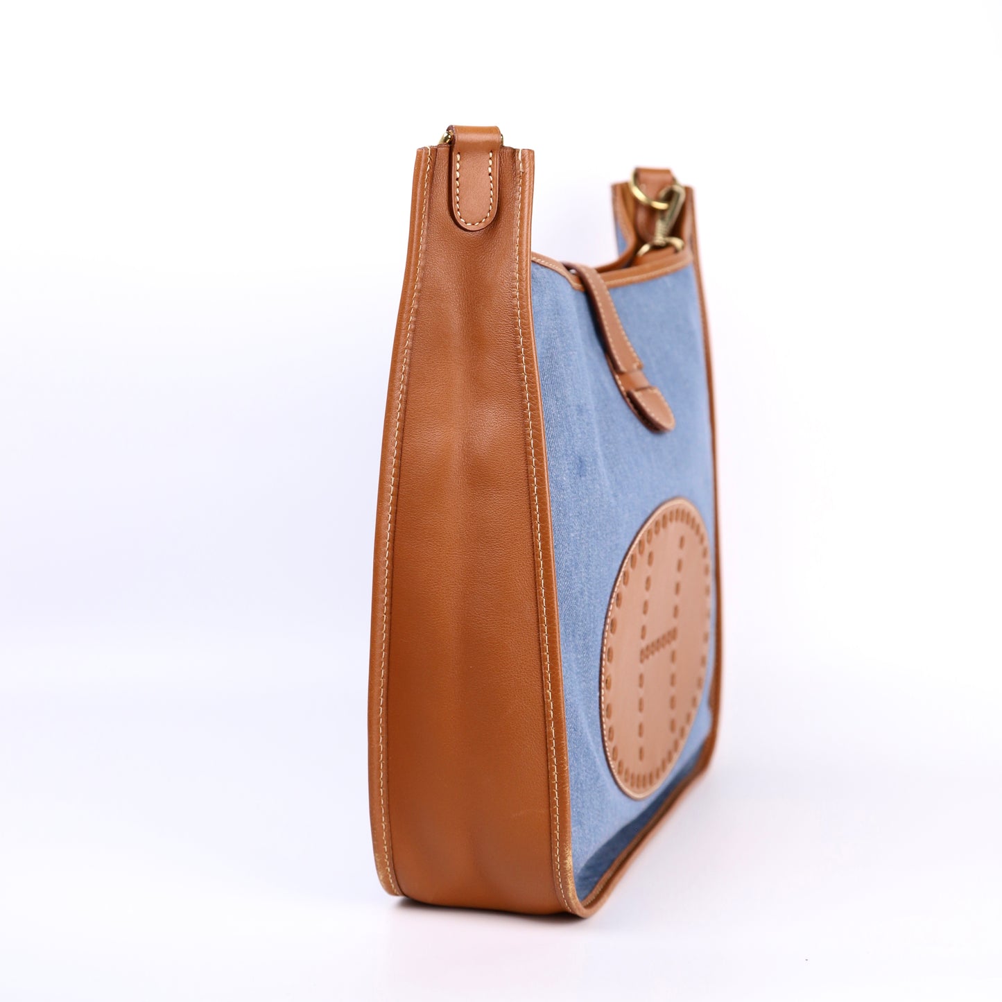 Hermes Evelyne GM in Toile Jean/Gulliver Gold 1996, left side
