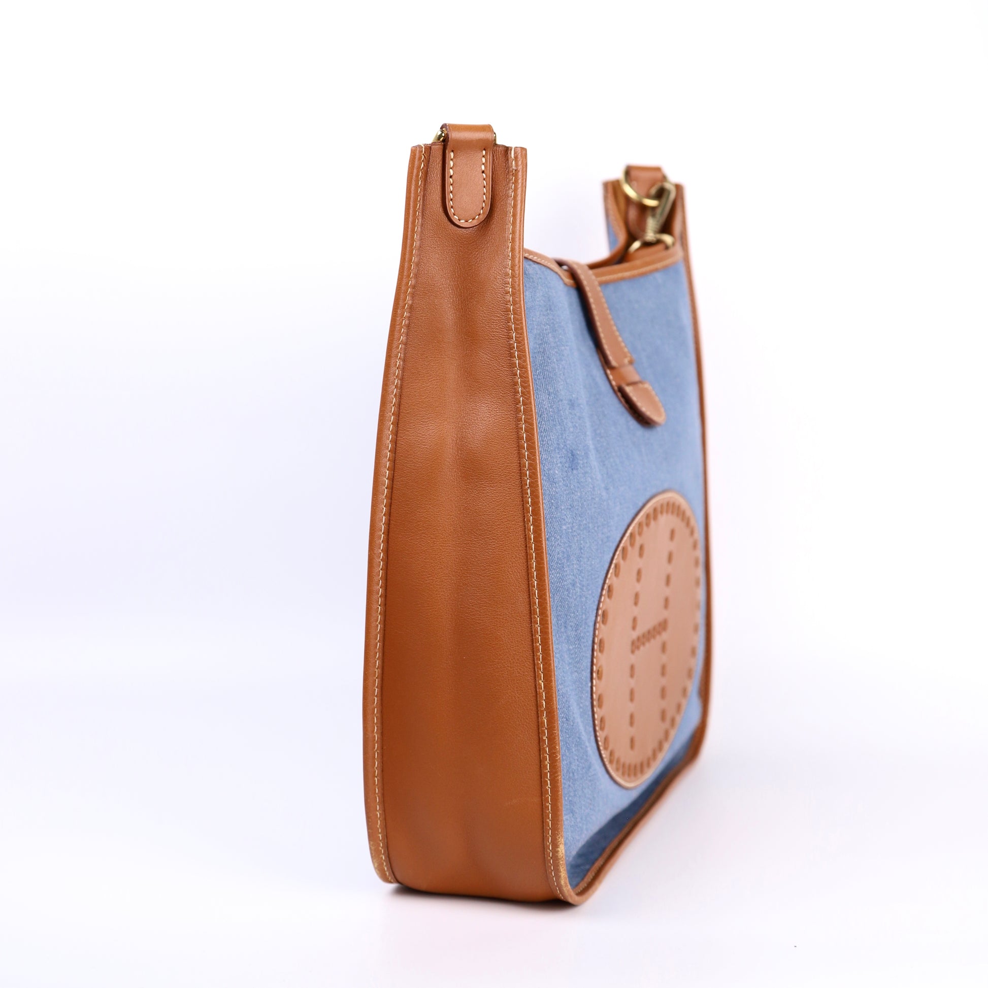 Hermes Evelyne GM in Toile Jean/Gulliver Gold 1996, left side