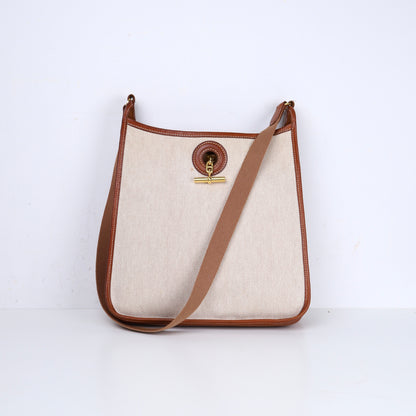 Hermès Vespa Shoulder Bag in Barenia/Toile Fauve 1996,front view 1